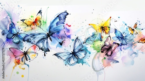 Delicate watercolor butterflies  whimsical and colorful