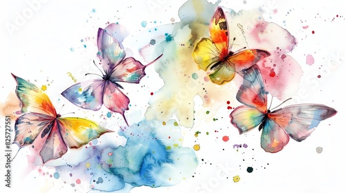 Delicate watercolor butterflies  whimsical and colorful