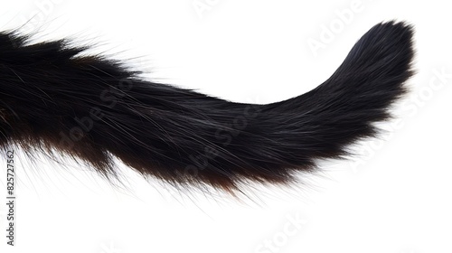 Black long hair cat tail isolated on white background pet ownership pet friendship concept Pets friendly and care concept : Generative AI