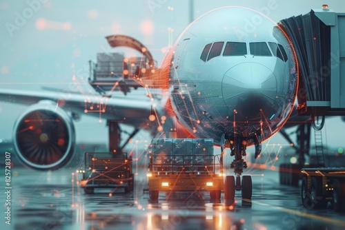 Close up of a cargo plane being loaded with goods