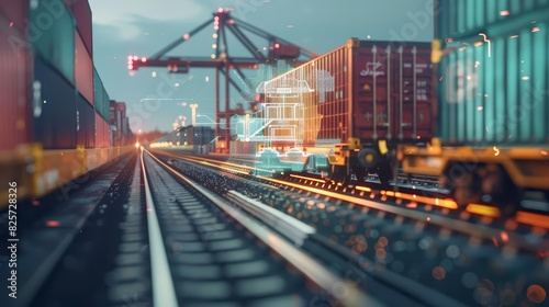 Close up of a freight train loaded with containers