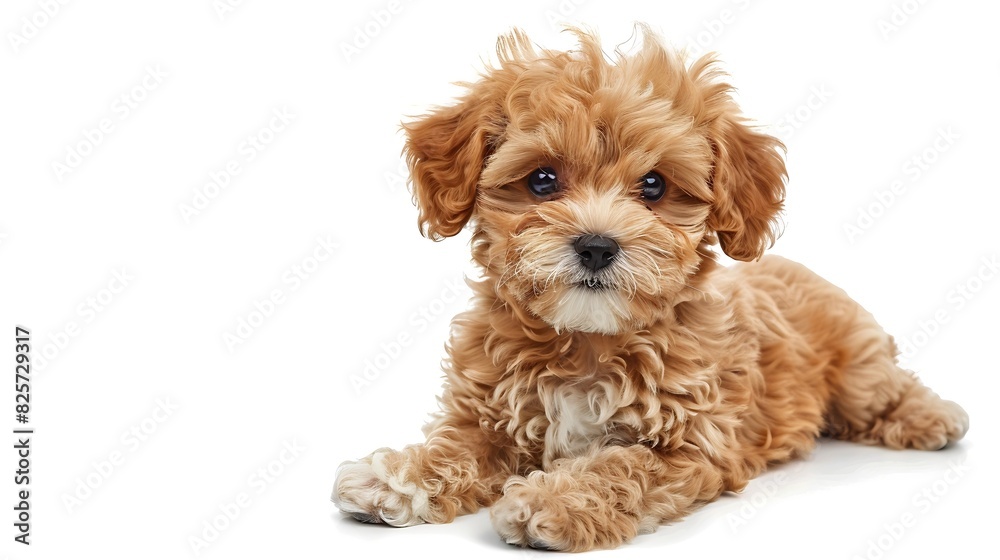 Cute puppy of Maltipoo dog posing isolated over white background : Generative AI