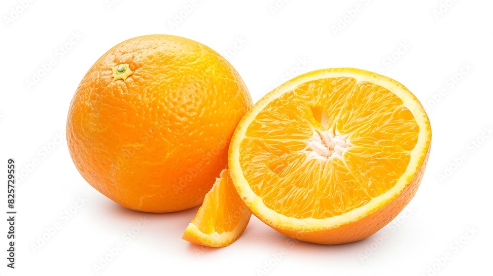 Fresh orange fruit isolate on white background Full depth and high resolution Clipping path : Generative AI
