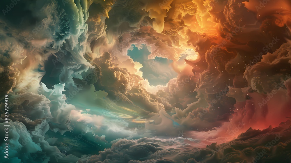 Surreal abstract background with surreal landscapes and dreamlike atmospheres, inviting viewers to explore the depths of imagination