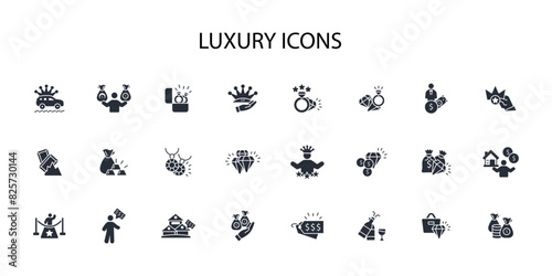 luxury icon set.vector.Editable stroke.linear style sign for use web design logo.Symbol illustration.