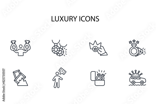 luxury icon set.vector.Editable stroke.linear style sign for use web design,logo.Symbol illustration.