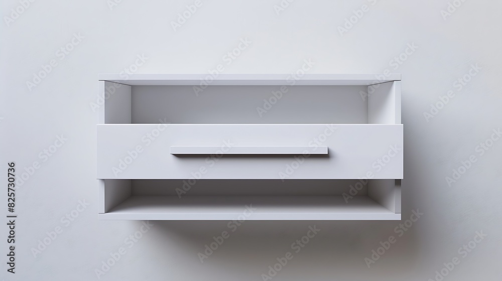 modern empty white wooden chest drawer with two shelves : Generative AI modern empty white wooden chest drawer with two shelves : Generative AI