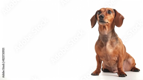 Dachshund sausage dog 1 year old sitting in front of white background   Generative AI