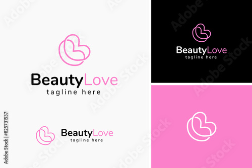 Elegant letter B in minimalist line logo. Cute butterfly for beauty salon business design template