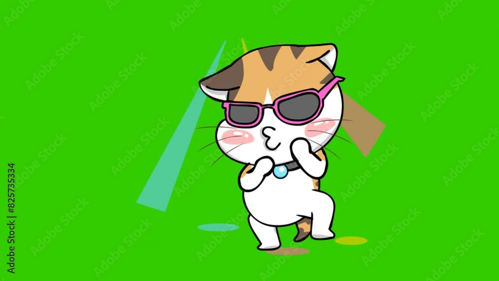 Animated Dancing Cat in Colorful Lights - Green Screen Animated Dancing Cat in Colorful Lights - Green Screen