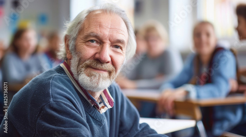Portrait of senior man in the classroom