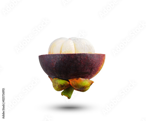  Half of mangosteen isolated on transparent background.