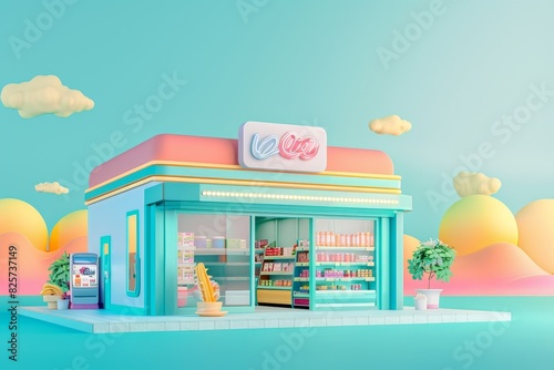 3d illustration of small convenience store