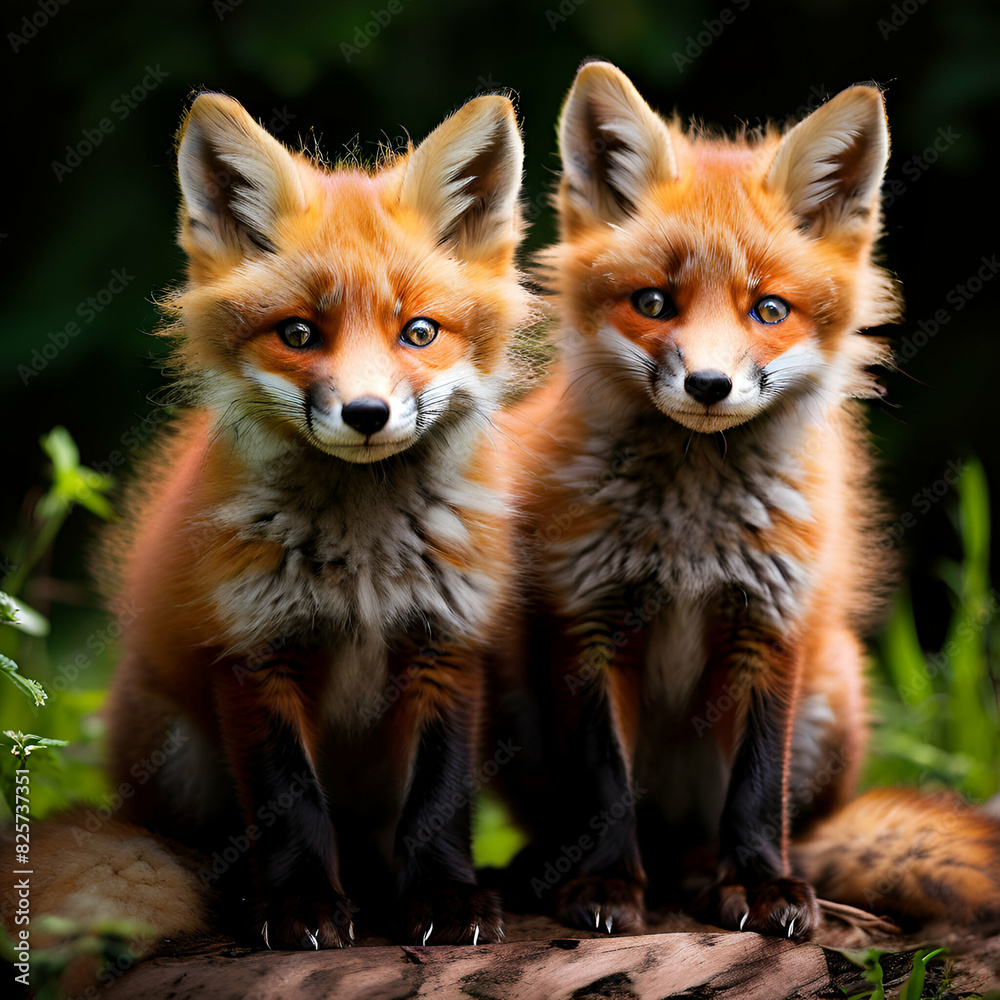 two red foxes kits two red foxes kits