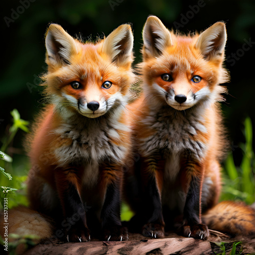 two red foxes kits
