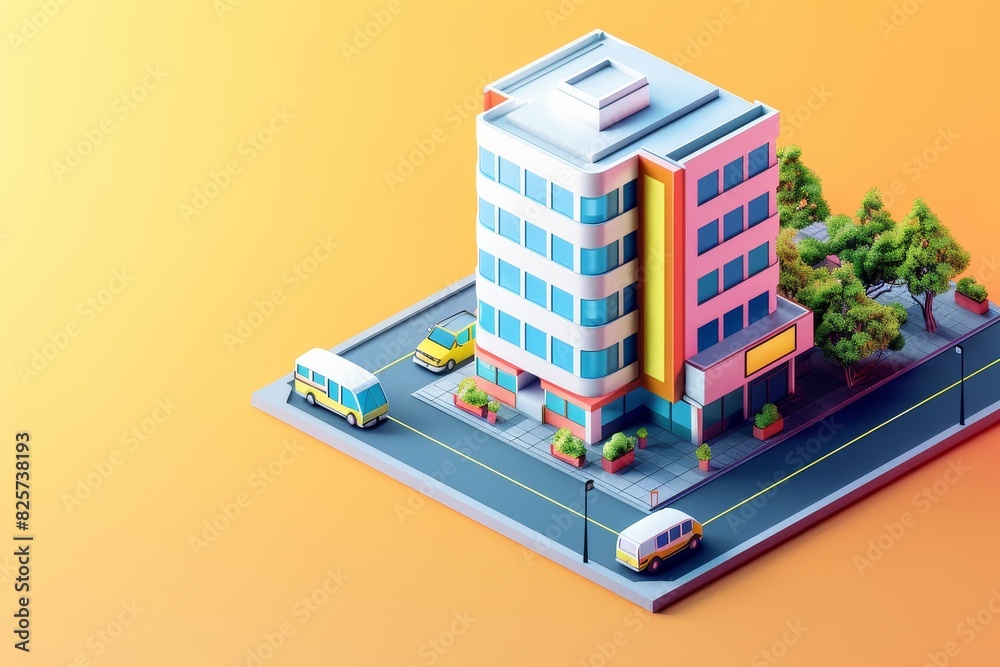 3d illustration of Skyscraper surrounded by trees on background