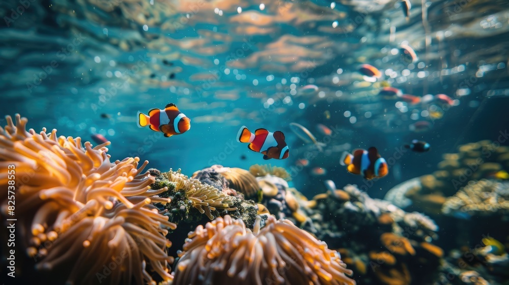 Fototapeta premium Photo of aquatic creatures beneath the ocean