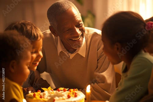 Heartwarming Father s Day Celebration with Children  Cake  and Gifts