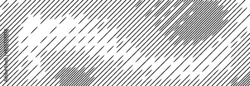 Diagonal dash line texture. Black slanted dashed lines pattern background. Straight tilt interrupted stripes wallpaper. Abstract dither rasterized grunge overlay. Vector wide ripple texture photo