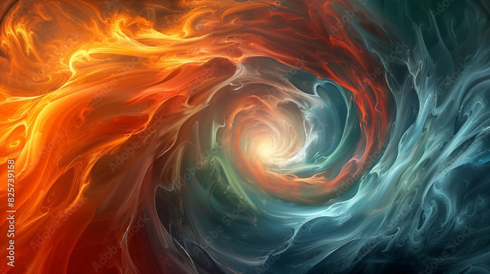 Fototapeta premium Vibrant Abstract Swirl with Fiery Colors 