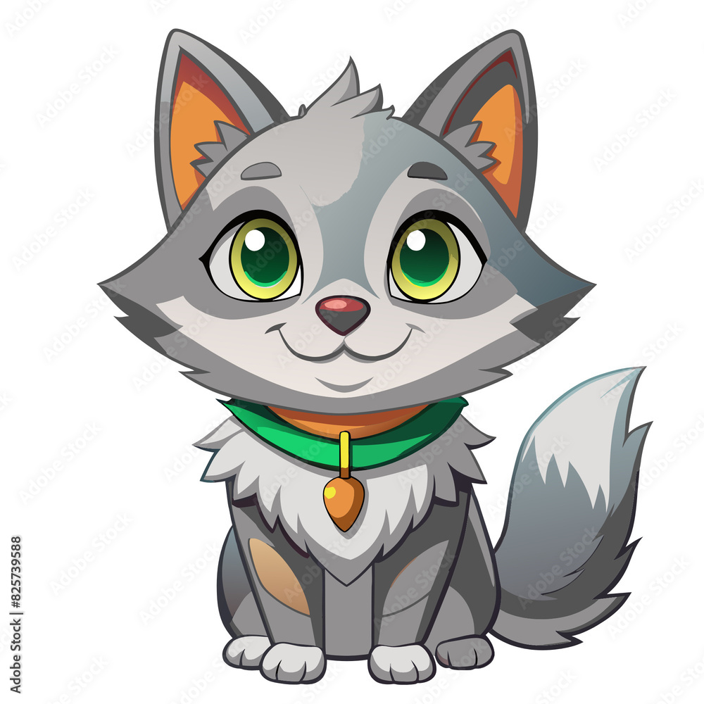 A joyful grey cat with big green eyes and orange highlights, sitting contentedly with a cheerful smile, embodying cuteness and friendliness. A joyful grey cat with big green eyes and orange highlights, sitting contentedly with a cheerful smile, embodying cuteness and friendliness.