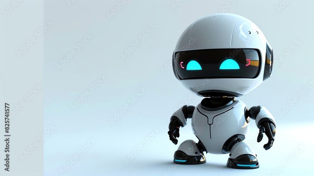 A 3D cute robot hunting, with space for text A 3D cute robot hunting, with space for text