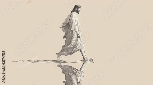 Divine Nature and Faith  Jesus Walking on Water  Biblical Illustration Highlighting Miraculous Power