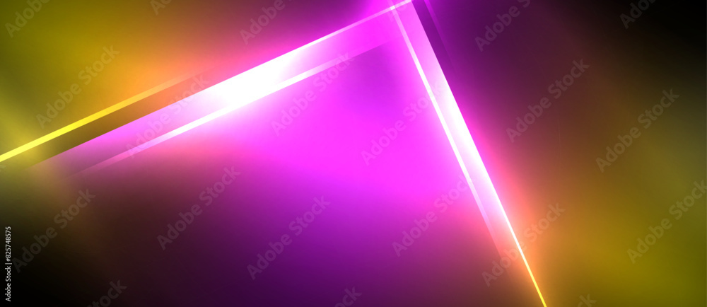 Obraz premium Neon dynamic diagonal light rays background. Techno digital geometric concept design for wallpaper, banner, presentation, background