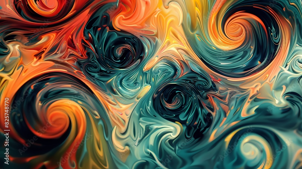 Swirling patterns of contrasting hues creating a dynamic and visually engaging abstract design