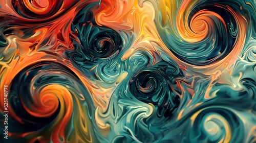 Swirling patterns of contrasting hues creating a dynamic and visually engaging abstract design © Maher