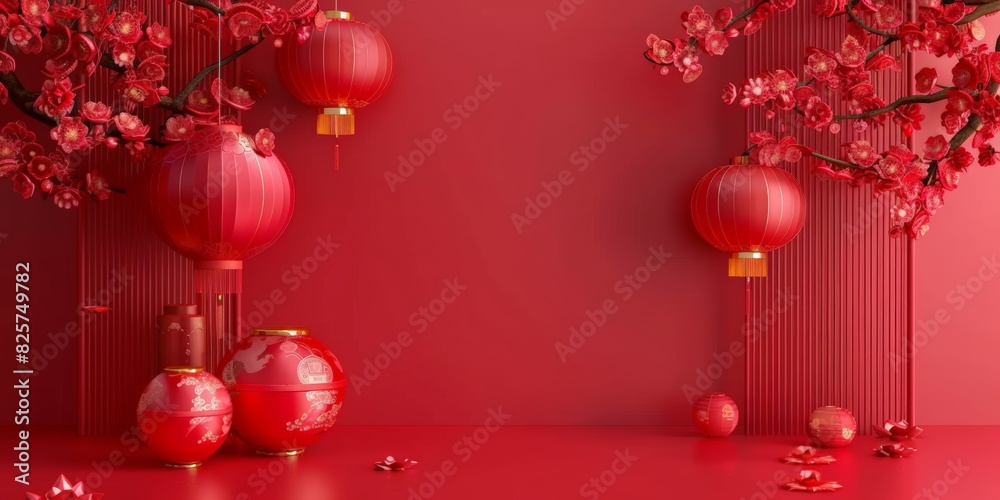 Traditional holiday background in Asian style. Chinese Mid-Autumn Festival, Happy New Year. spring festival Asian decor for lunar new year