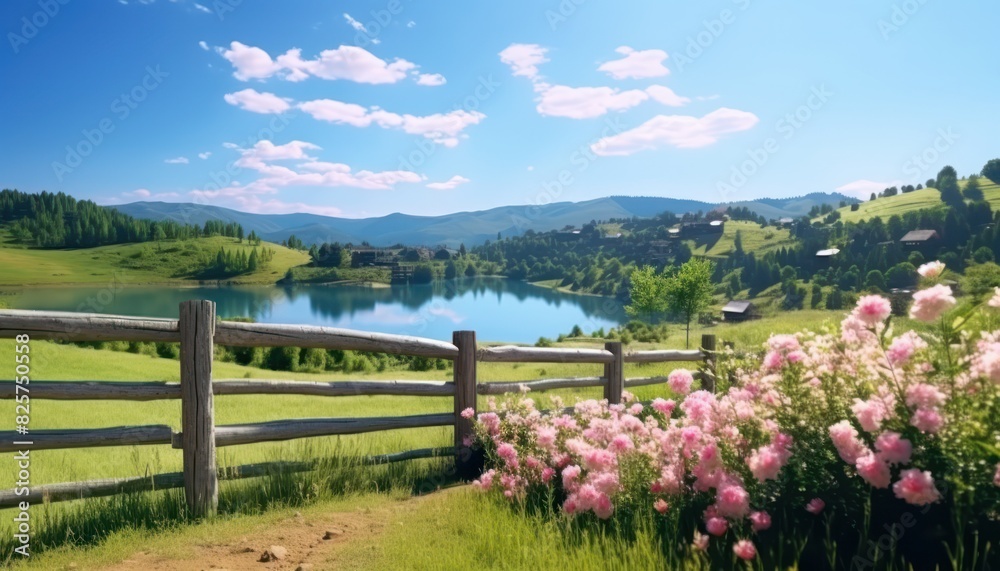 A stunning spring day landscaping views of fertile land surrounded beautiful green vegetation, wide stretches of hills and mountains with clear skies in spring