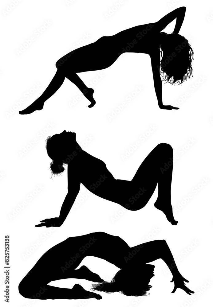 chicca, silueta, yoga, pose, modelo, ilustracion, pegatina, bailarina, jazz, danza, ballet, vector, bailando