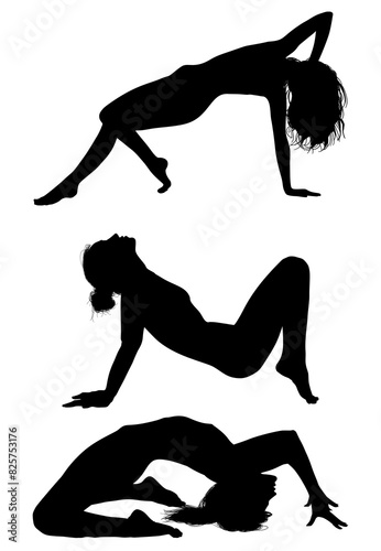 chicca, silueta, yoga, pose, modelo, ilustracion, pegatina, bailarina, jazz, danza, ballet, vector, bailando © fergomez