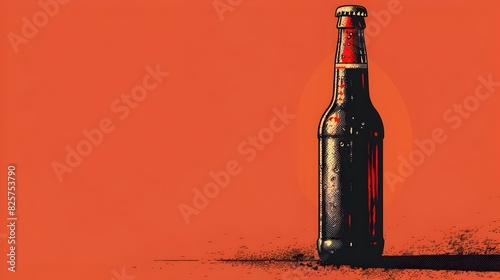 Fototapeta Naklejka Na Ścianę i Meble -  Minimalist Silhouetted Beer Bottle Graphic with Bold Color Blocking and Geometric Abstraction