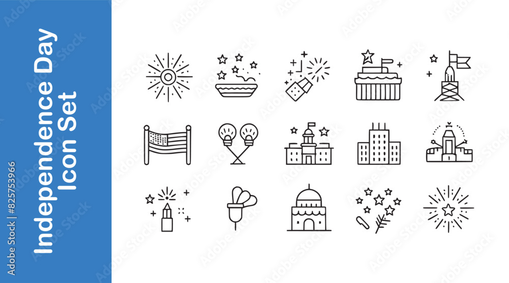 Independence Day Icon Set with Editable vector outline. Independent Day, USA Flag, United States. Independence Day Icon Set with Editable vector outline. Independent Day, USA Flag, United States.