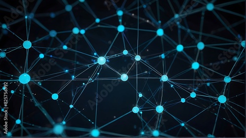 a network of glowing dots connected by lines, forming a connection-like pattern against a dark colored image background creates a visual impression of futurism and advanced technology