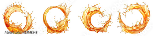 Apple Cider Vinegar Splash isolated on transparent png background collection set . Generative ai