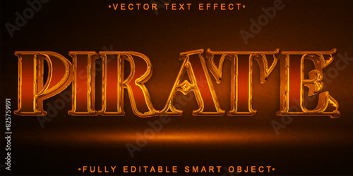 Orange Shiny Pirate Vector Fully Editable Smart Object Text Effect