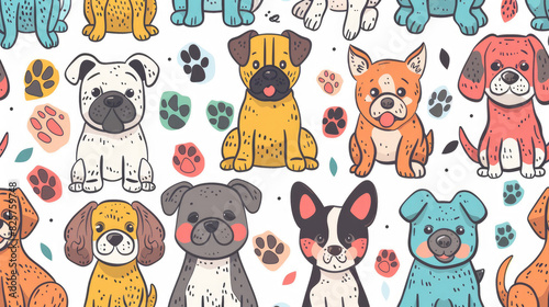 Wallpaper Mural Cute and Colorful Dog Doodle Pattern for Kids Torontodigital.ca