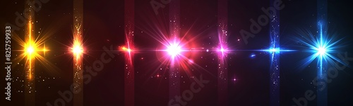 Vibrant Glowing Light Flair Set on Transparent Background