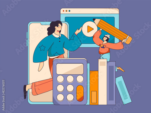 Education and learning people flat vector concept hand drawn illustration
