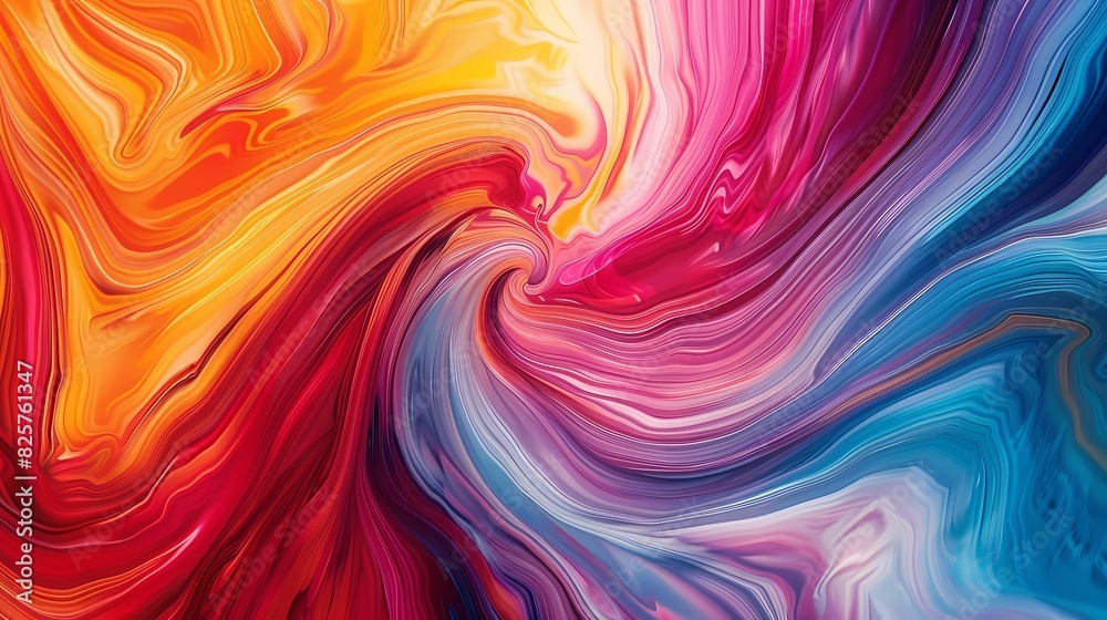 Swirling patterns of vivid hues merging together to form a mesmerizing and immersive abstract composition