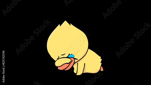 Animated Duck Crying and Wiping Tears on Transparent Background photo