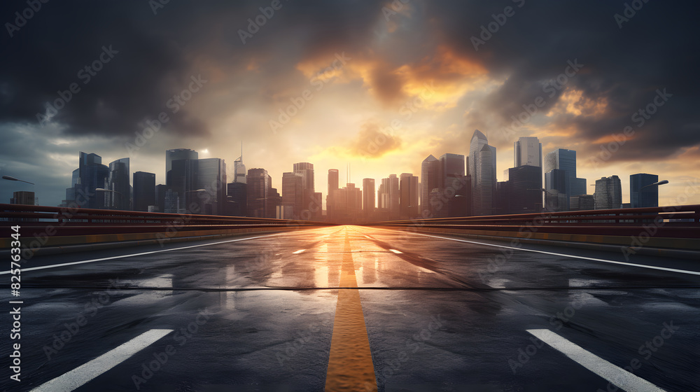 Fototapeta premium Digital speed concept street asphalt landscape abstract background