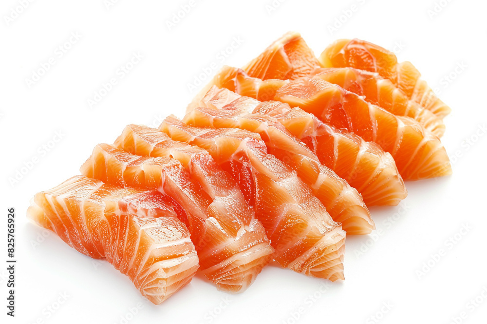 Sliced raw sashimi salmon isolated on white background. Sliced raw sashimi salmon isolated on white background.