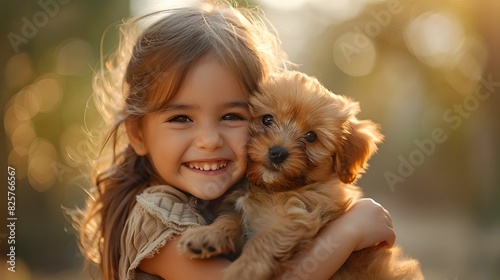 A candid shot of a child grinning widely while playing with a puppy, showcasing pure, unfiltered joy. List of Art Media Photograph inspired by Spring magazine