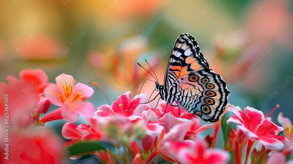 Naklejka premium Butterfly on flowers, mariposa en flores, borboleta em flores
