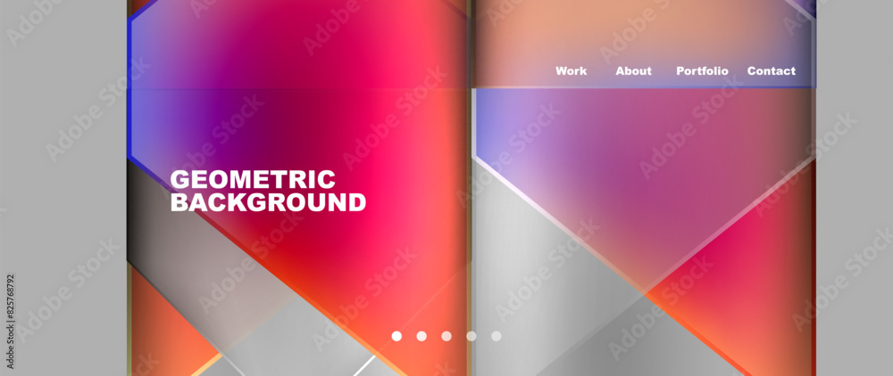 Metal triangles with colorful bright triangles. Geometric modern minimalist design template Metal triangles with colorful bright triangles. Geometric modern minimalist design template