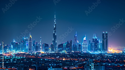 Wallpaper Mural The beautiful skyline of Dubai City at night in the United States, generative AI Torontodigital.ca